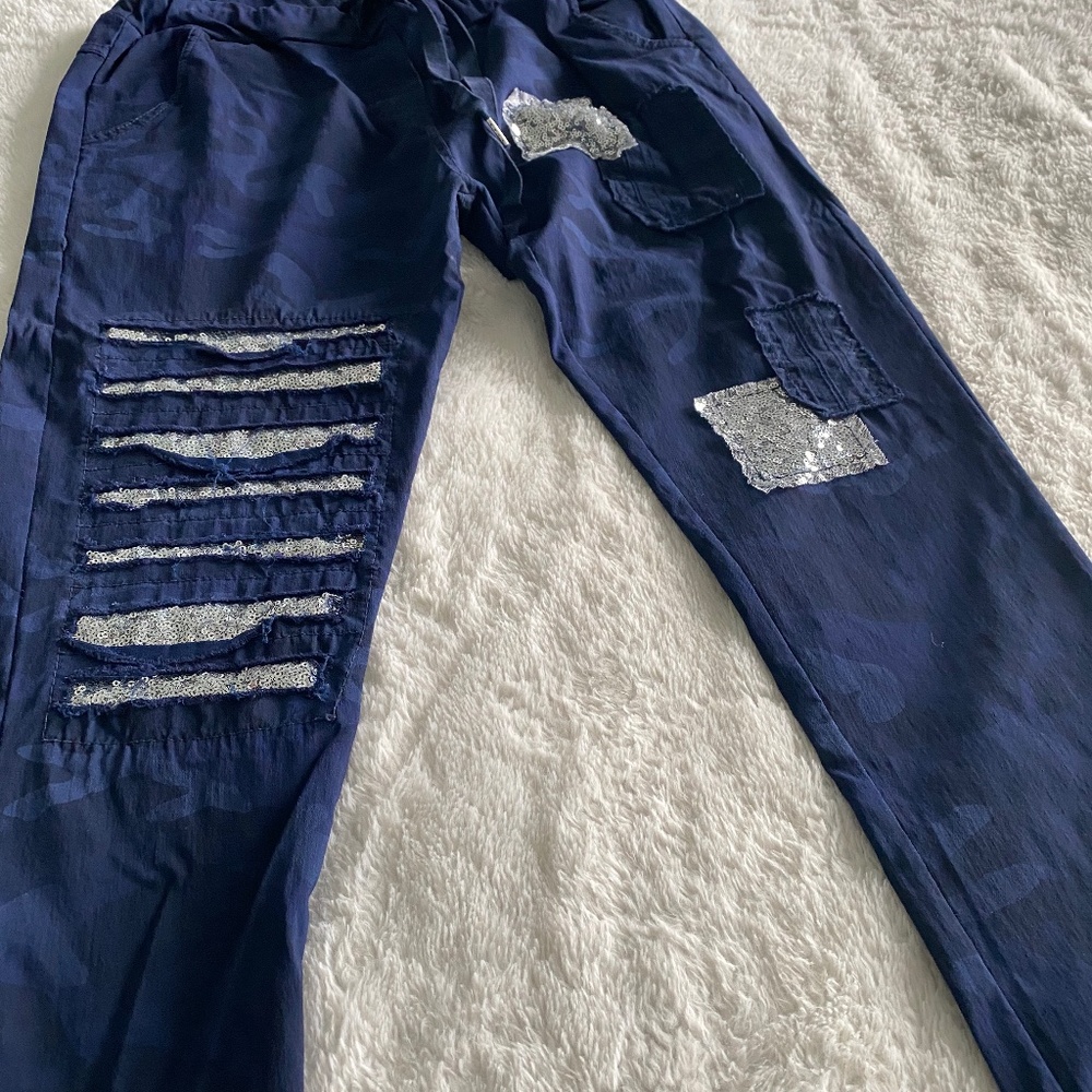 Venti6 navy camo sequin joggers